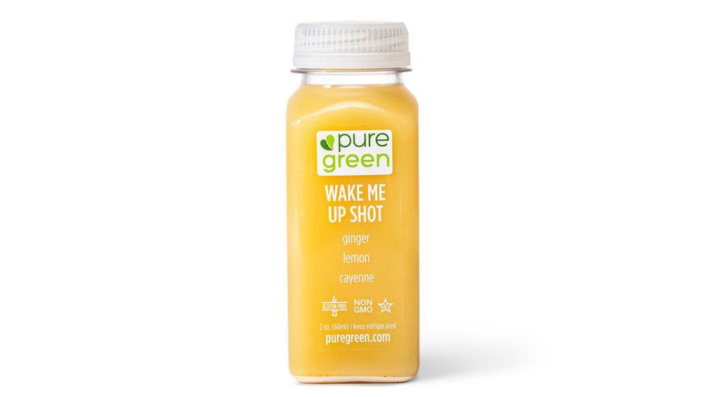 Wake Me Up, Cold Pressed Shot (Immune Booster) · Ingredients: Ginger, lemon, & cayenne.
 
The Wake Me Up cold pressed juice shot is a concentrated dose of ginger, lemon and cayenne pepper. The cayenne pepper in this shot has been found to aid in blood circulation. The flavor profile of this cold pressed juice shot is potent and powerful from the ginger and spicy from the cayenne pepper.
 
 We are a proud supporter of local and organic farms.