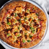 Tandoori Chicken Pizza  (12'') · Onions, green peppers, chicken, mozzarella.
