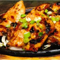 Galbi ( Chicken ) · Chicken Breast / Thigh Marinated in Korean BBQ Sauce ( Served with Steamed Rice, Salad, Kimi...