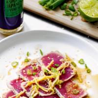 Tuna Tataki · Seared tuna, served with ponzu sauce.