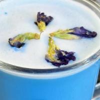 Blue Nectar Latte · Butterfly pea flower tea, milk, and organic vanilla sweetener. Great with an added espresso ...