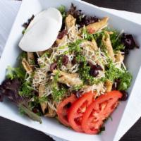 La Penne Salad Plus A Drink · Penne pasta, vine-ripened tomatoes, fresh mozzarella, basil, and kalamata olives, served ove...