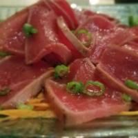 Tuna Tataki · Seared tuna served with ponzu sauce.