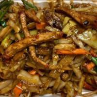Moo Shu Chicken · With rice. Served with four pancakes.