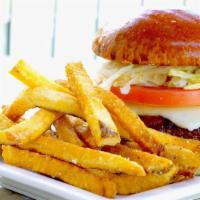 Classic Burger · Allen Brother's beef, choice of cheese, lettuce, tomato, red onion, house pickles, brioche b...