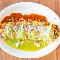 Burrito Loco · Burrito stuffed with rice, beans, pico de gallo, lettuce, cheese dip and your choice of gril...
