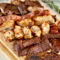 1 Lb. Mixed Grill/Parilla Miixta · *Choose First 1/2 lb. Chicken, Sausage, Pork Tenderloin *Choose Second 1/2 lb. Top Sirloin, ...