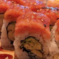 Momo Roll · Fried shrimp with spicy tuna, ponzu sauce,eel sauce on top.