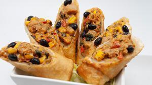 Tex Mex Rolls · Spicy marinated chicken black beans jack cheese cheddar cheese corn red bell peppers avocado...