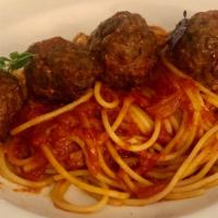 Spaghetti Meatball · Fresh handmade spaghetti with beef meatballs in tomato sauce