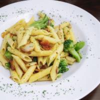 Penne & Broccoli · Penne sautéed with fresh broccoli, sautéed in a light roasted garlic & E.V.O.O. sauce.