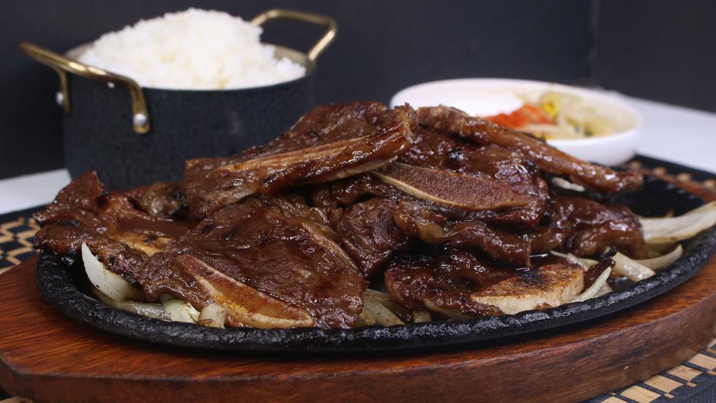 La Galbi Gui (Beef Short Rib Bbq) · Served with steamed rice.