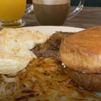 Breakfast Combo · 2 eggs any style and bacon, sausage, ham, turkey, or turkey bacon. Comes with hash brown and...