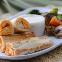 The Buffalo Chicken Wrap · Grilled chicken, house-made buffalo sauce, and cheddar on white wrap.