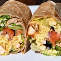 The Pepper Patch Wrap · Pepper patch salad with grilled chicken.