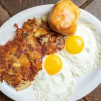 Cowboy Classic · Corned beef hash made fresh every morning. Comes with 2 eggs any way you want and toast or b...