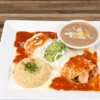 Mexicali Burrito · A flour tortilla rolled in a juicy mouth watering combination of grilled chicken, Steak, shr...
