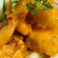 Bang Bang Shrimp · Deep-fried shrimp coated in house chili sauce