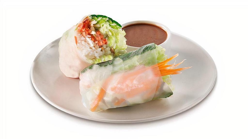Vegetable Spring Roll · 1 roll | Lettuce, bean sprouts, carrot, coriander, mint and vermicelli wrapped in rice paper and served with peanut sauce