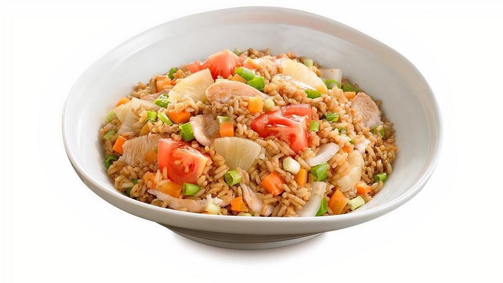 Thai Fried Rice · Thai Fried Rice with choice of protein, eggs, onion, carrot, green onions, pineapple and tomato