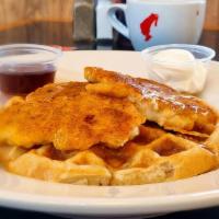 Waffles And Chicken · Our Waffle are big, fluffy and Golden. Served with Grilled Chicken.