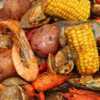 Combo 6 (1 Lb) · 1 lb shrimp (head off), 1 lb crawfish, 1 lb green mussel, 2 com, 2 potato,2 egg