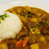 Beef Curry Bowl · Slow cooked dice beef, with potato, onion and carrot simmered in rich flavored curry sauce.