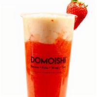Very Strawberry Cheeso · Fresh strawberry blended with jasmine green tea, topped with premium milk foam