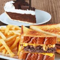 Patty Melt · An American classic made with two grilled beef patties, melted American cheese, caramelized ...