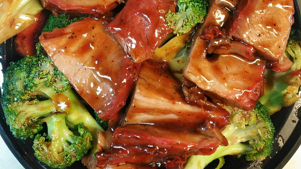 Fresh Pork With Broccoli · Mild sweet meat that has been roasted.