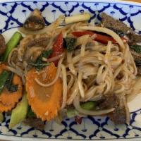Sala Thai Noodle Beef · Sauteed Beef, Rice Noodle, Chili Pepper, Onion, Carrot, Celery, Mushroom, Scallion and Basil...