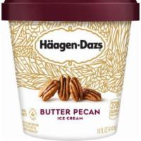 Haagen Dazs Butter Pecan Ice Cream (14 Oz) · Buttery roasted pecans folded into velvety sweet cream. A classic made fantastic.