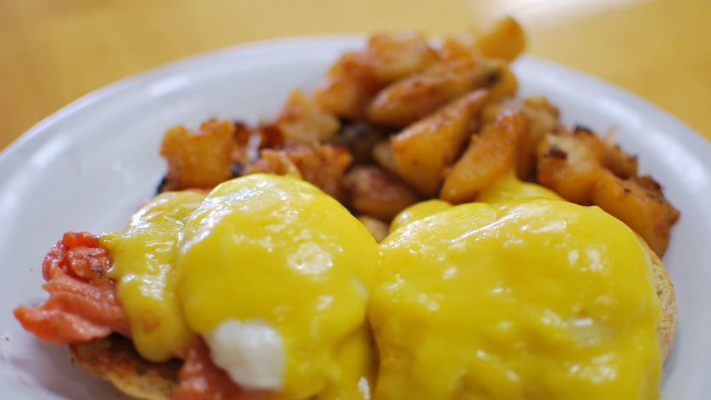 Eggs Benedict Arnold · This morning classic is two eggs poached, served over nova.