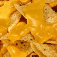 Nachos With Cheese · Tortilla chips topped with melted cheese with your added choice of toppings