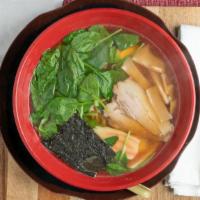 Shoyu Ramen · Soy sauce base soup. Ramen noodle soup and egg noodle with vegetable, fish cake, pork belly,...