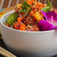 Spicy Ahi-Tuna Bowl · Spicy. Ahi-tuna, sesame seeds, ginger, white onions and scallions, cucumber, jalapeños, cila...