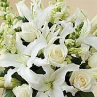 Classic All-White Arrangement #903030 · #903030 Crisp white flowers have a certain timelessness and elegance... and this luxurious a...