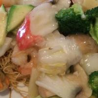 Seafood Pan Fried Noodles · Combinations of mixed seafood, shrimp,scallops,mussels and crabmeat in special sauce