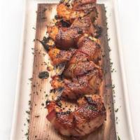 Bbq- Bacon-Wrapped Cedar Plank Shrimp · Five jumbo shrimp seasoned with Perry's Signature Steak Seasoning, wrapped in bacon and bast...