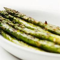 Steamed Or Grilled Asparagus | Gf, Ve · Fresh asparagus spears steamed or grilled, seasoned lightly with salt and pepper and tossed ...