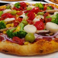 Jungle Veggie Pizza · House Made Sauce, Mozzarella, Broccoli, Shiitake Mushrooms, Sundried Tomatoes, Sweet Picante...