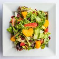 Vangy'S Infused Salad · Romaine lettuce, organic spring mix, cilantro, strawberries,
mandarin oranges, toasted walnu...