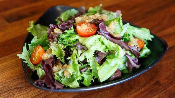 Baby Leaf Salad · Baby mixed greens and cherry tomatoes topped with our original house japanese dressing. Vegetarian.