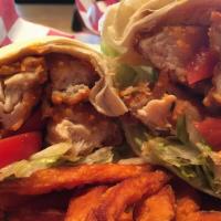 Buffalo Chicken · Fried chicken breast tossed in our wing sauce with lettuce and tomato served on a toasted bu...