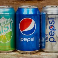 Canned Soda · Pepsi, Diet Pepsi, Sierra Mist, Root Beer & Orange Soda