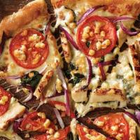 Extra Large Original Crust Grilled Chicken Florentine · Grilled chicken, garlic parmesan sauce, fresh spinach, red onions, sliced tomatoes and our t...