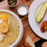 Ajiaco · The traditional soup of Bogotá, Colombia. A shredded chicken soup, Colombian yellow and whi...