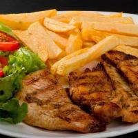 Pechuga Asada · Chicken breast, french fries, salads
