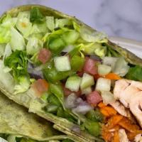 Seafood Wrap · Salmon or snapper freshly grilled salmon, onion, peppers, lettuce, tomato, cucumber, carrots...