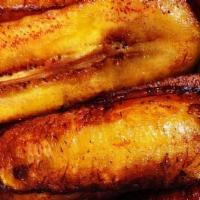 Platanos Fritos ( Fried Plantains ) · These plantains are fried semi-ripe and served along any main dish.